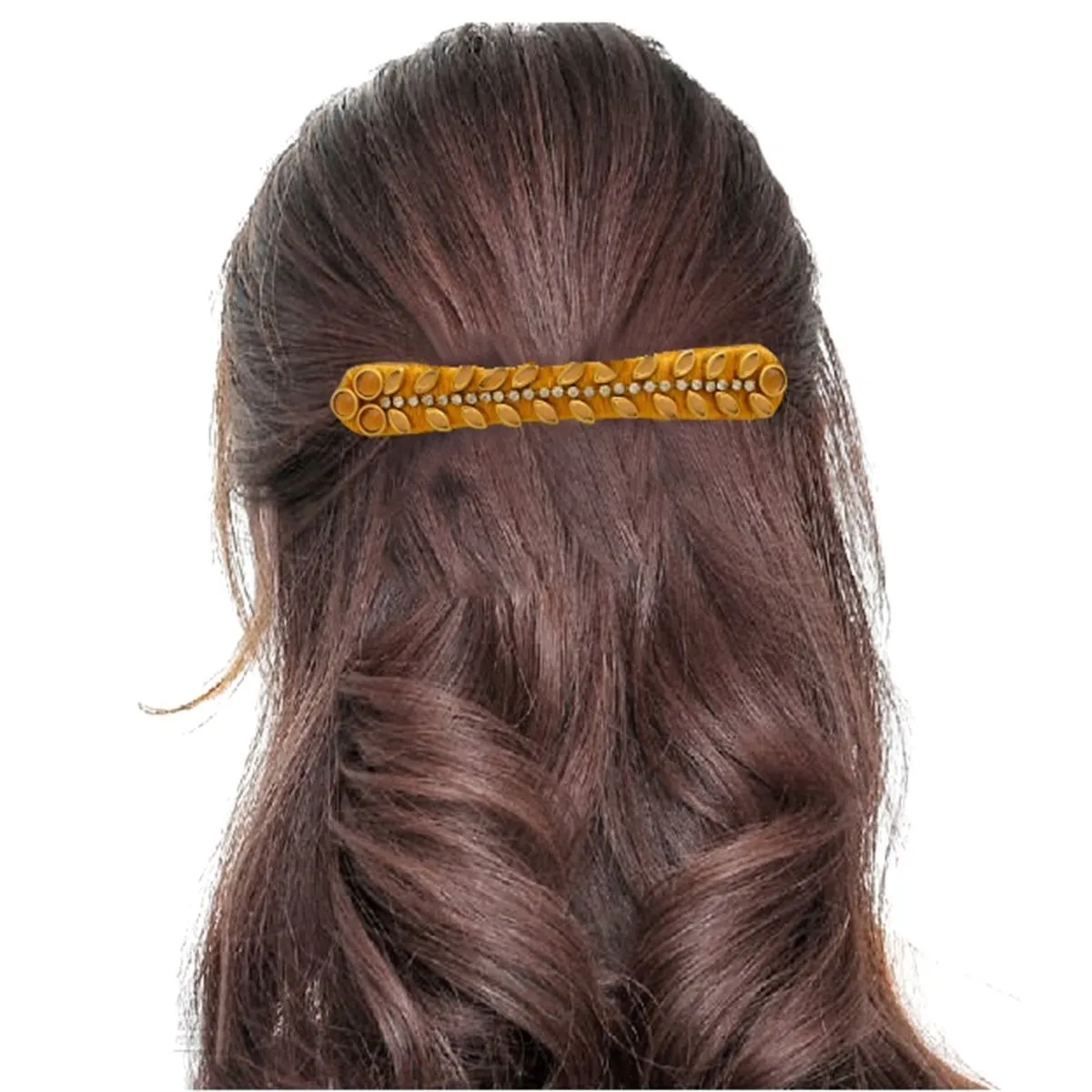 AccessHer Elegant Gold Silk Thread with kundan Hair Accessory/Back Clip (HP0318GC02G)