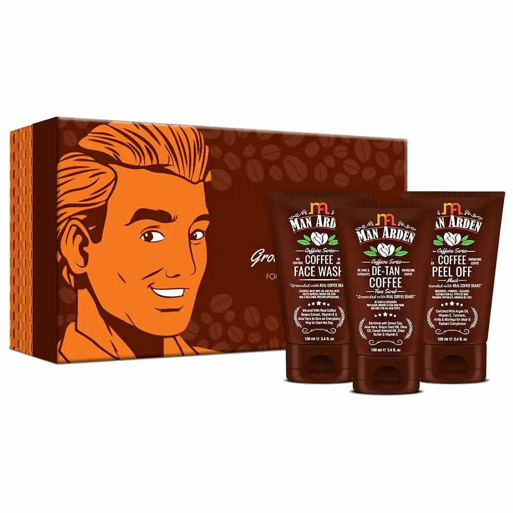 Man Arden Coffee Skin Care Kit,  3 Piece(s)/Pack  Face Wash, Face Scrub, Peel Off Mask (100ml Each)