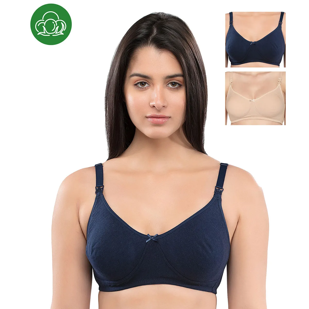 Inner Sense Women's Full Cup Nursing Bra Pack of 3 - Multi-Color (40C)