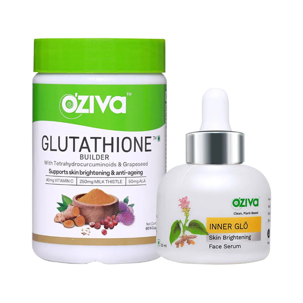 Oziva Skin Brightening Routine (Glutathione Builder + Inner Glo Skin Brightening Face Serum)