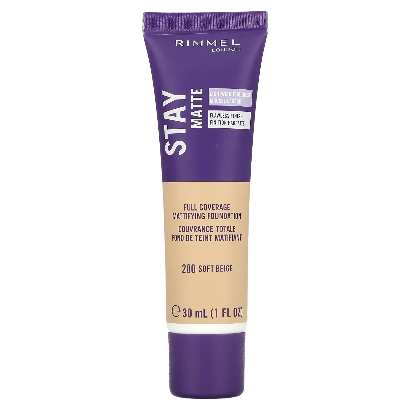 Stay Matte, Full Coverage Mattifying  Foundation, 200 Soft Beige, 1 fl oz (30 ml)