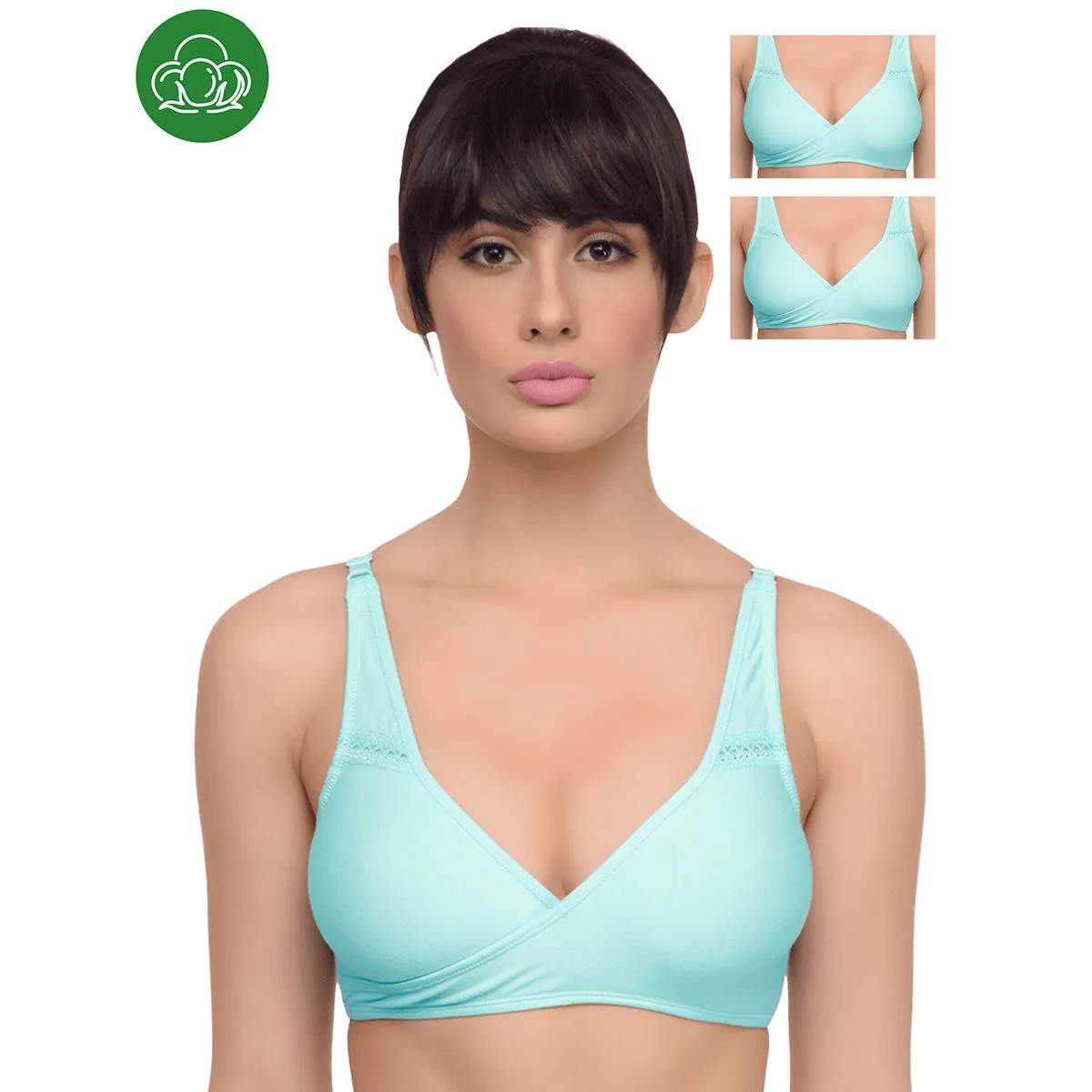 Inner Sense Organic Antimicrobial Sleeping/Feeding Bra Pack Of 3 - Blue (38B)