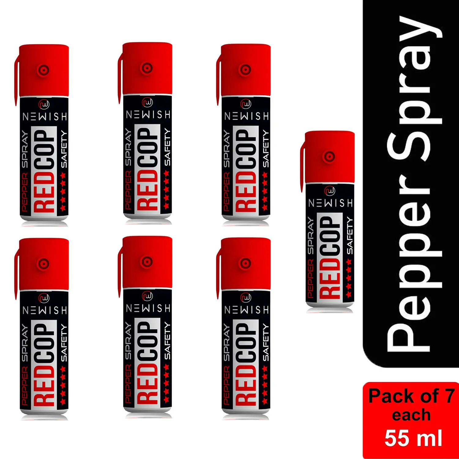 Newish : RED COP | Powerful Pepper Spray Self Defence for Women Pack of 7 (Each : 35 gm / 55 ml)