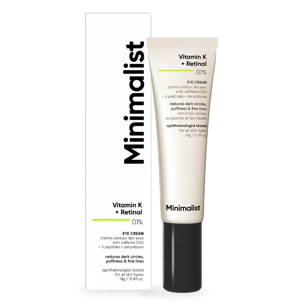 Minimalist Vitamin K + Retinal 01% Eye Cream for under-eye dark circles & Puffiness 14 gm