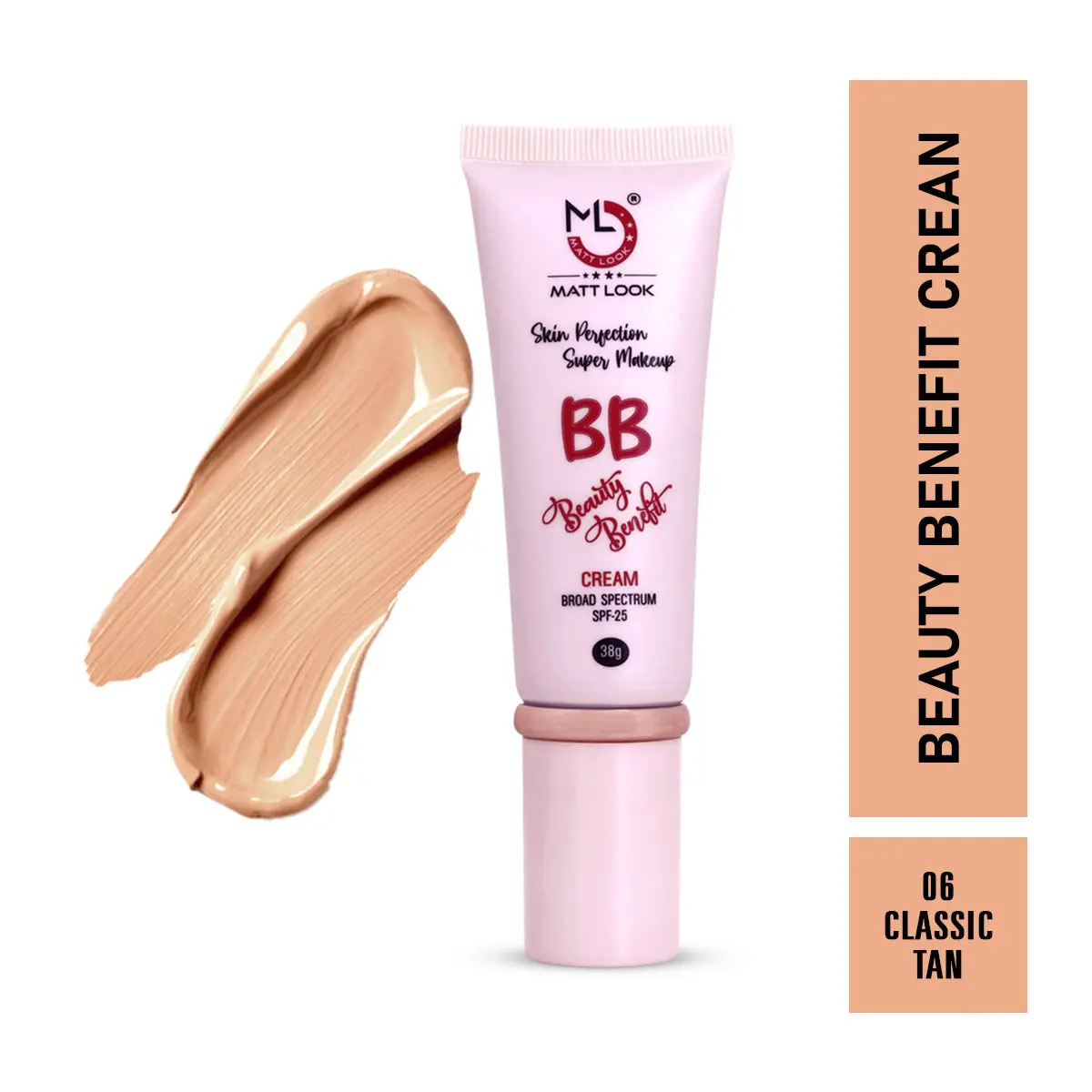 Mattlook Skin Perfection Super Makeup BB Beauty Benefit Cream SPF 25 Lightweight Glow Moisturizer ,Smooths skin Texture, Gives even skin tone- Classic Tan (38gm)