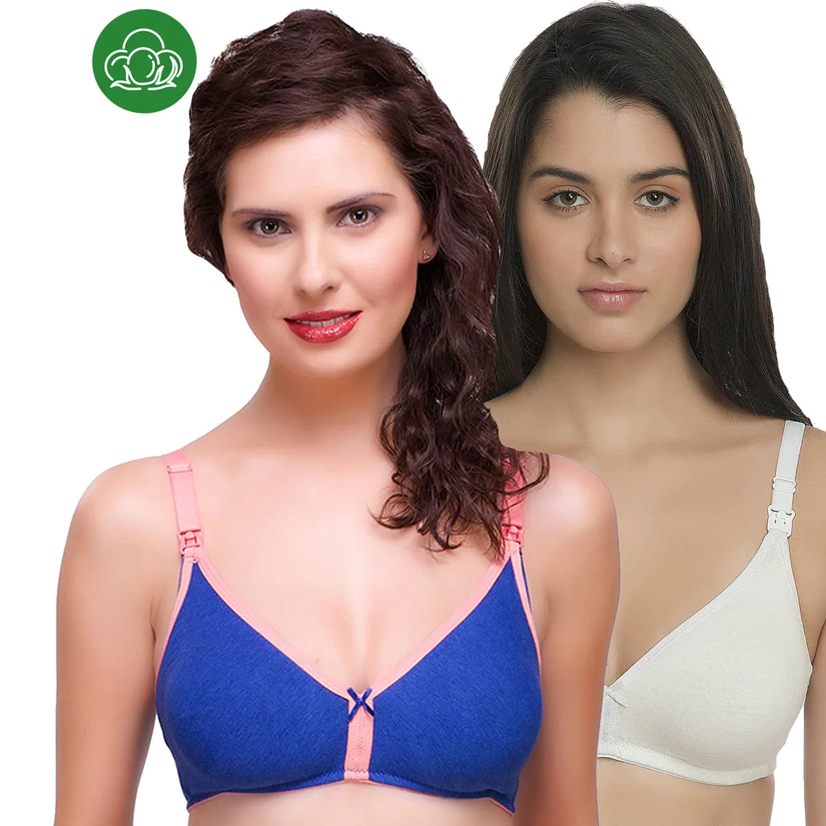 Inner Sense Organic Cotton Antimicrobial Nursing Bra Pack of 2 - Multi-Color