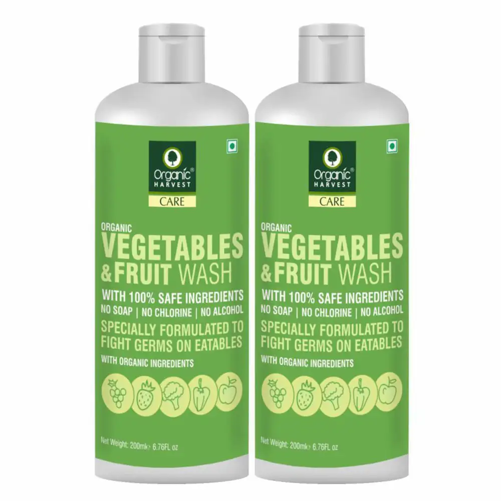 Organic Harvest Vegetables & Fruits Wash,  Fragrance Free  200 ml  Protection from Germs (Pack of 2)