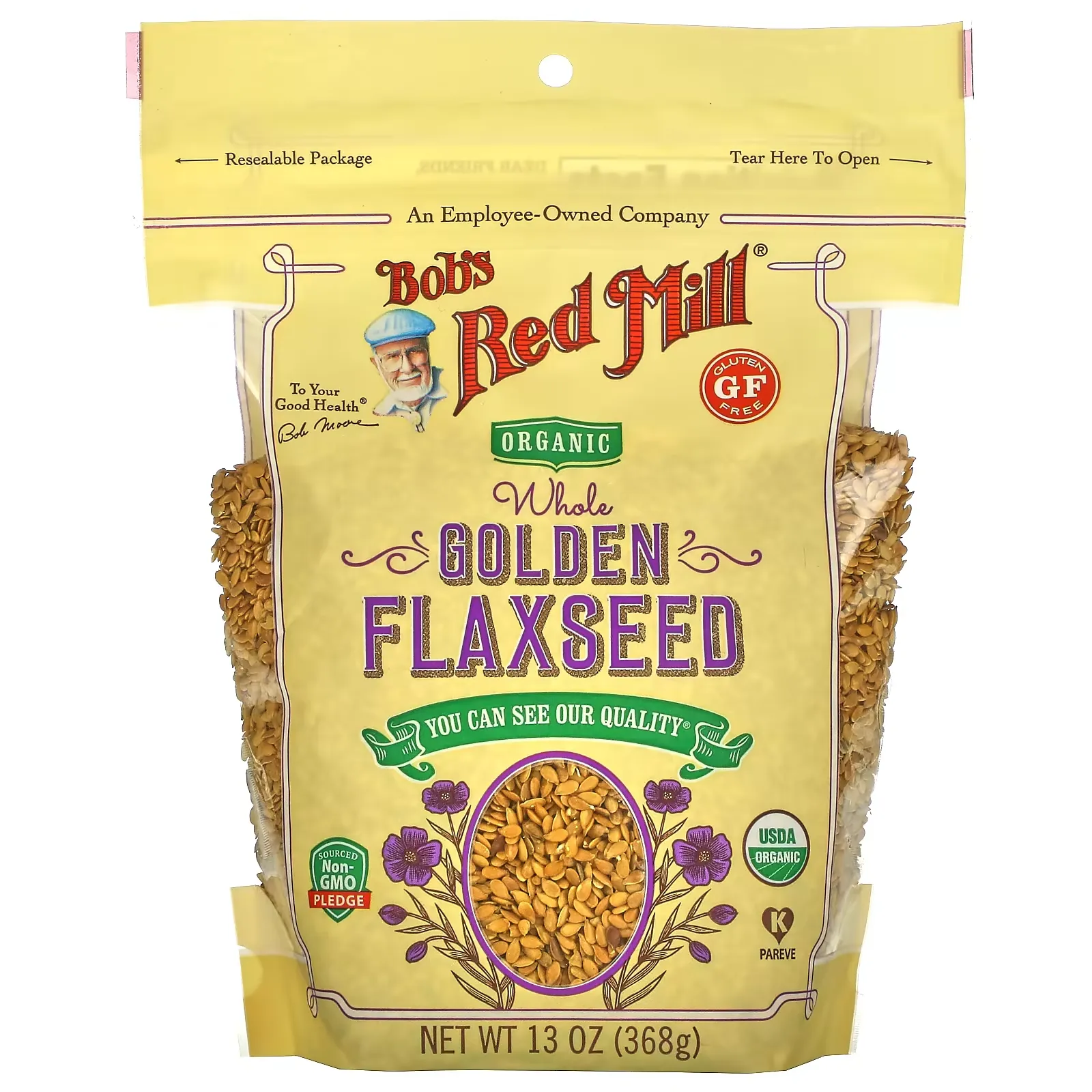 Organic Whole Golden Flaxseed, 13 oz (368 g)