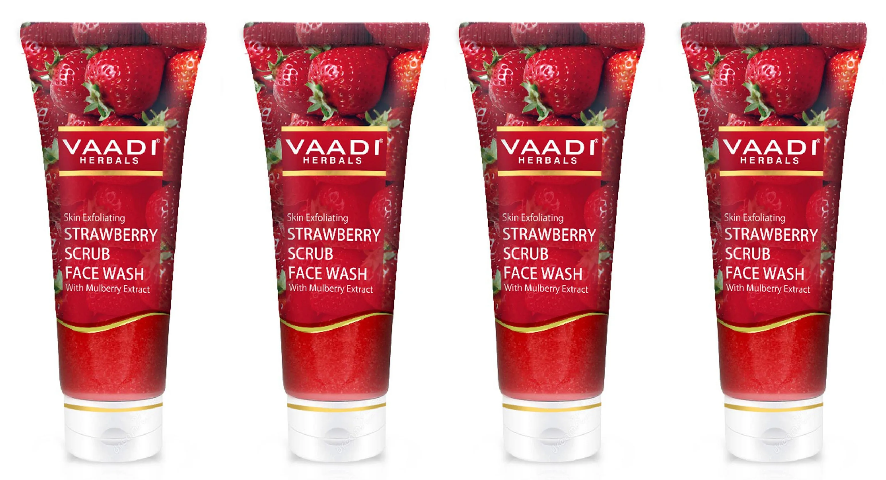 Vaadi Herbals Value Pack Of 4 Strawberry Scrub Face Wash With Mulberry Extract