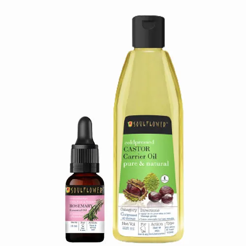 Soulflower Castor Carrier Oil & Rosemary Essential Oil Combo