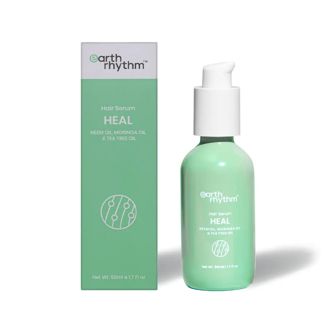 Earth Rhythm Heal Hair Serum with Neem, Moringa & Tea Tree Oil| Heals, Promotes Hair Growth, Reduces Itchiness & Inflammation | for All Hair Types | Men & Women- 50ML