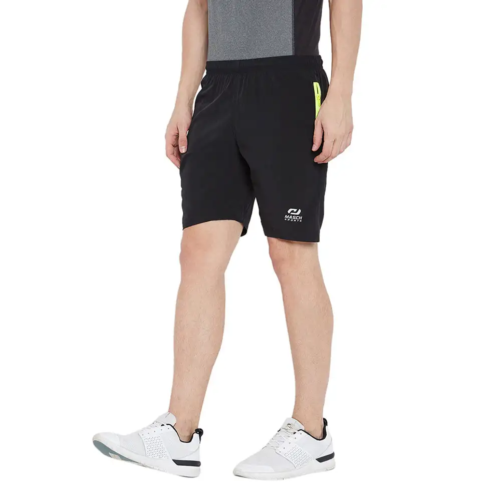 Masch Sports Mens Regular Fit Polyester Shorts (MSSH 0618 CS NZIP NOFLAP),  Small  Black