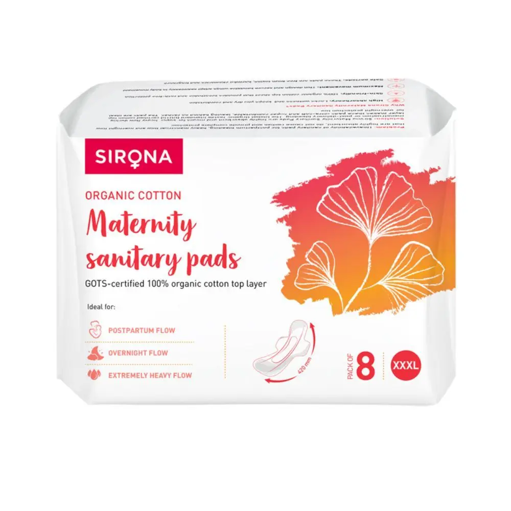 Sirona Natural Ultra Soft Superr Pads - 8 Pieces (420mm) for Maternity sanitary pads