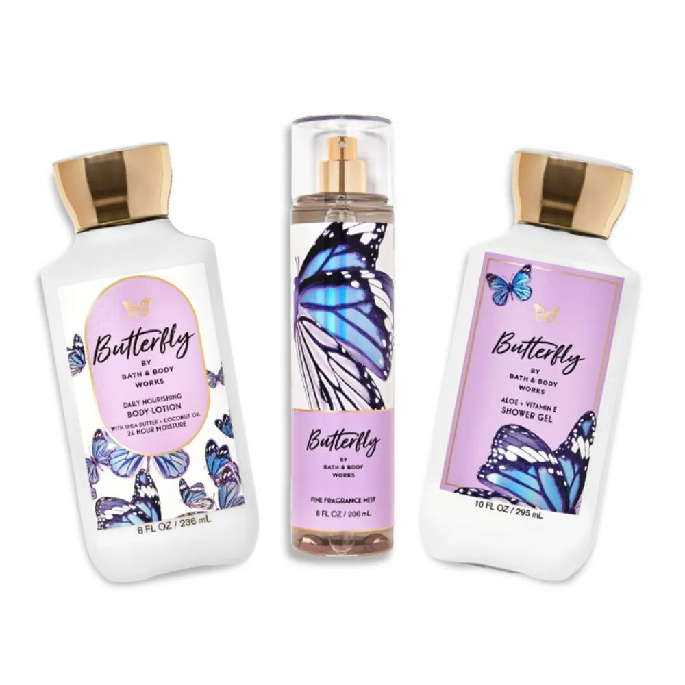 Bath & Body Works Butterfly Shower Gel, Body Lotion & Fragrance Mist Combo