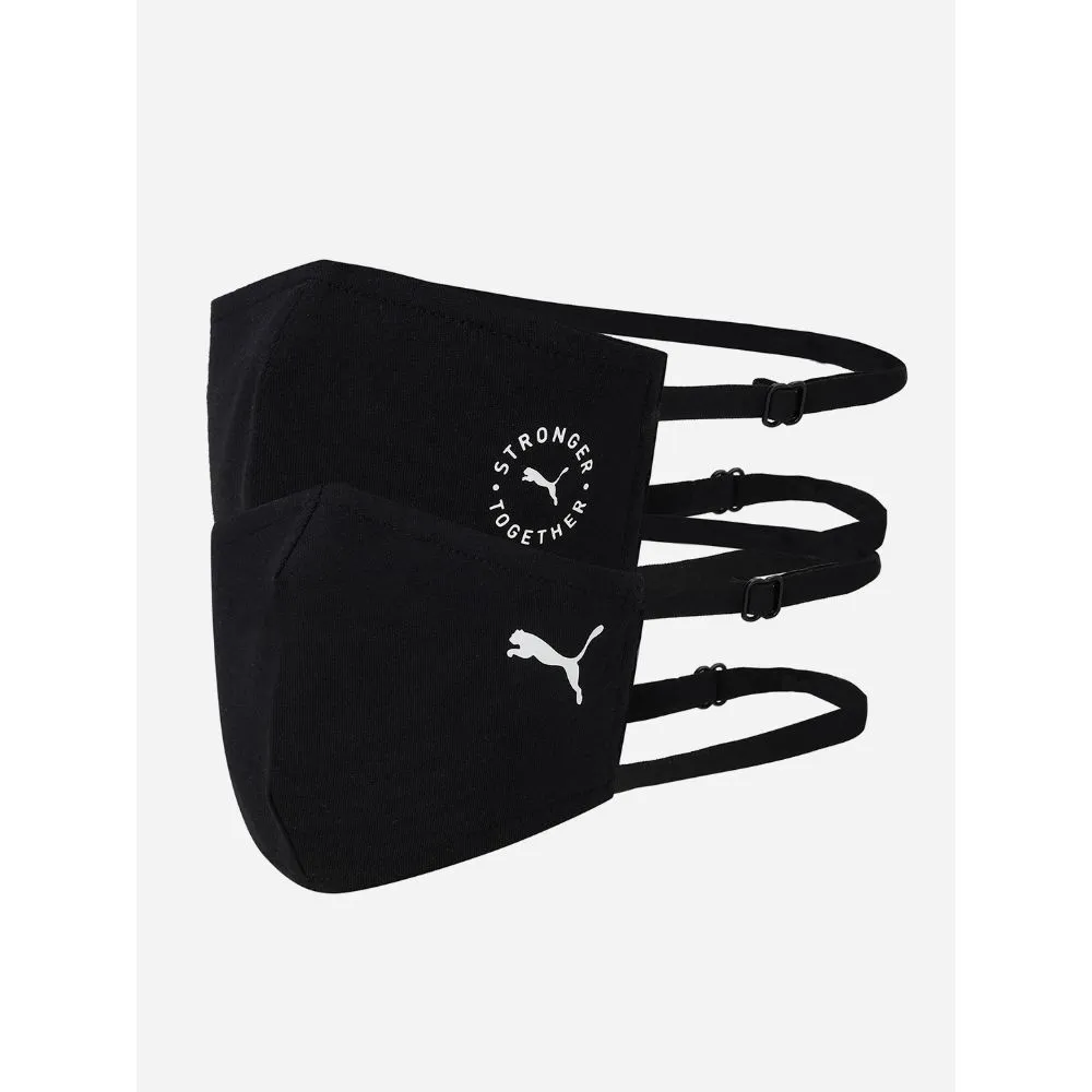 Puma Headband Unisex Black Face Mask (set Of 2)