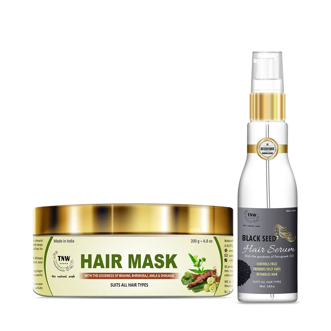 TNW – The Natural Wash Amla Hair Mask, Herbal Shampoo & Black Seed Hair Serum for Manageable & Frizz-Free Hair | For Soft, Shiny & Silky Hair | Paraben & Sulphate Free