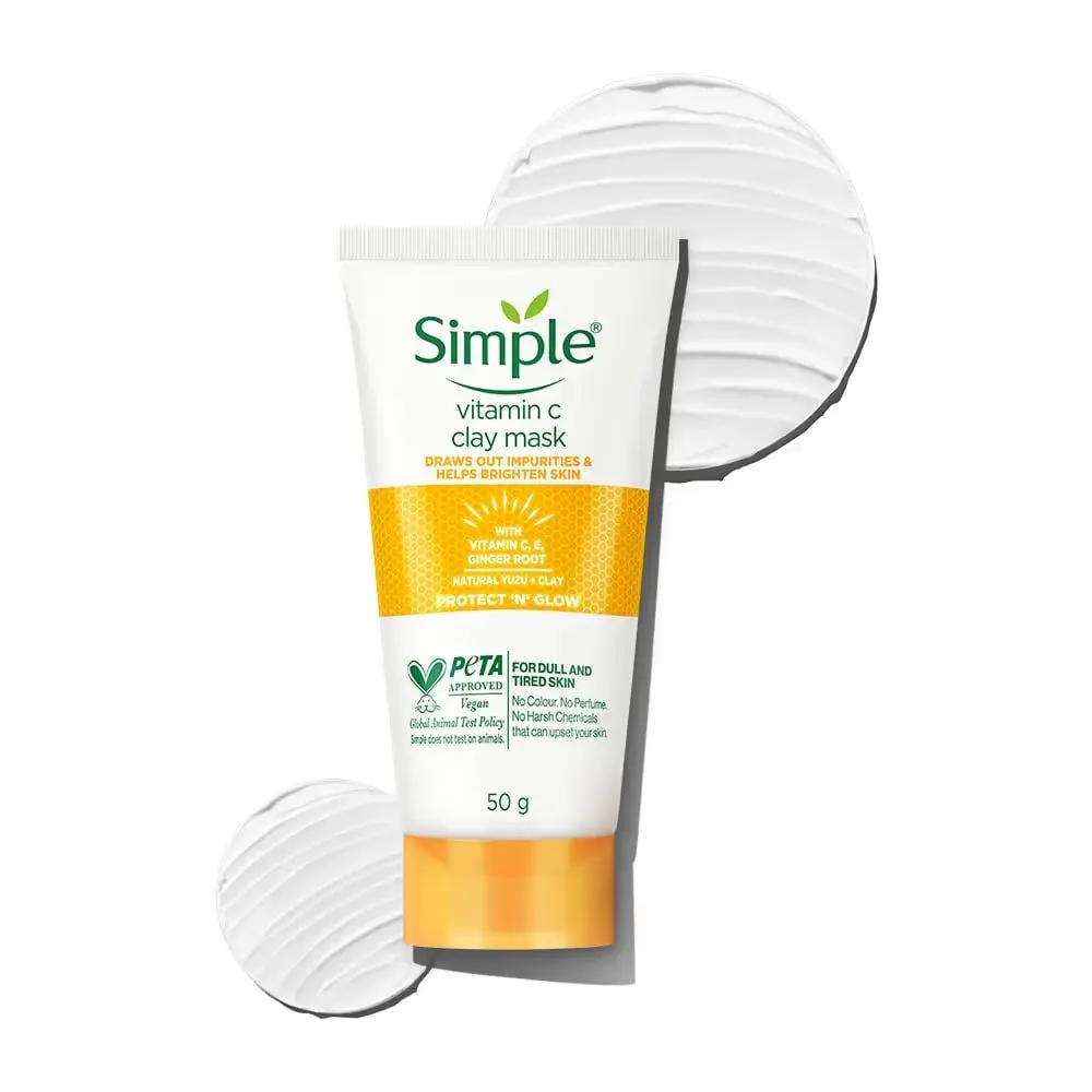 Simple Protect N Glow Vitamin C Brighten Clay Mask, 50g