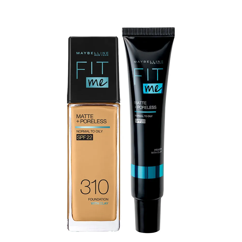 Maybelline New York Fit Me Regime Kit- Fit Me Matte & Poreless Primer + Fit Me Foundation - 310 Sun Beige