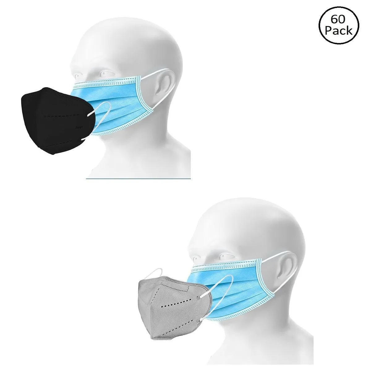 OOMPH Double Mask Set of 50 Disposable & 10 Kn95/N95 Mask