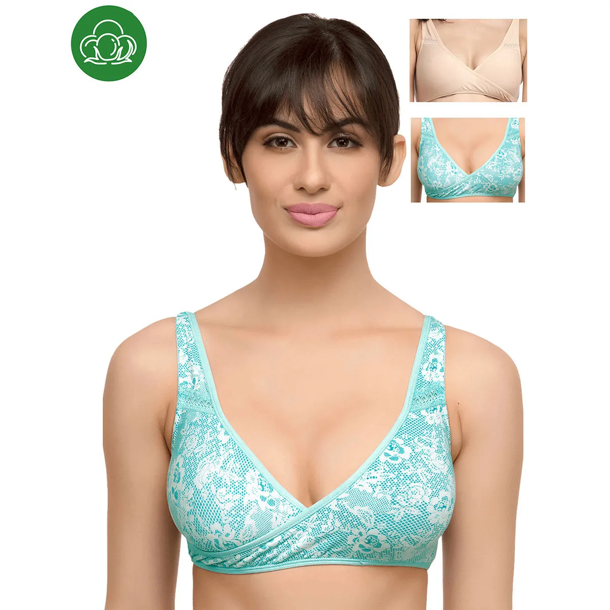 Inner Sense Organic Antimicrobial Sleeping/Feeding Bra Pack of 3 - Multi-Color (40C)