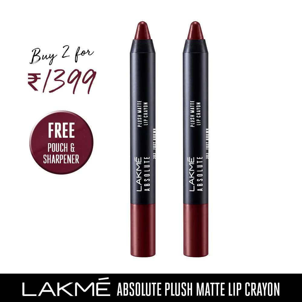 Lakme Absolute Plush Matte Lip Crayon - 303 Foxy Brown