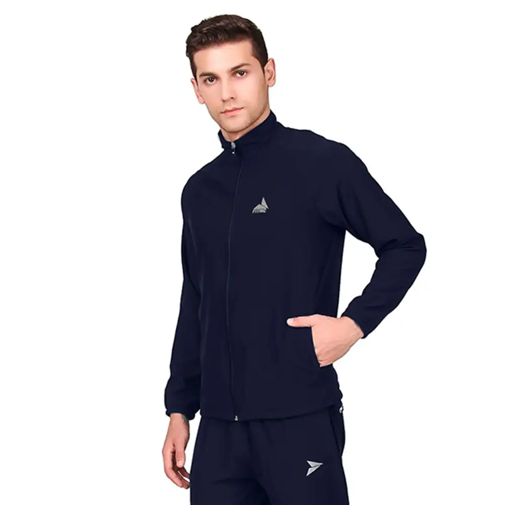 Fitinc Men's Polycotton Regular Fit Track Suit with Two Zipper Pockets,  Navy Blue  Small