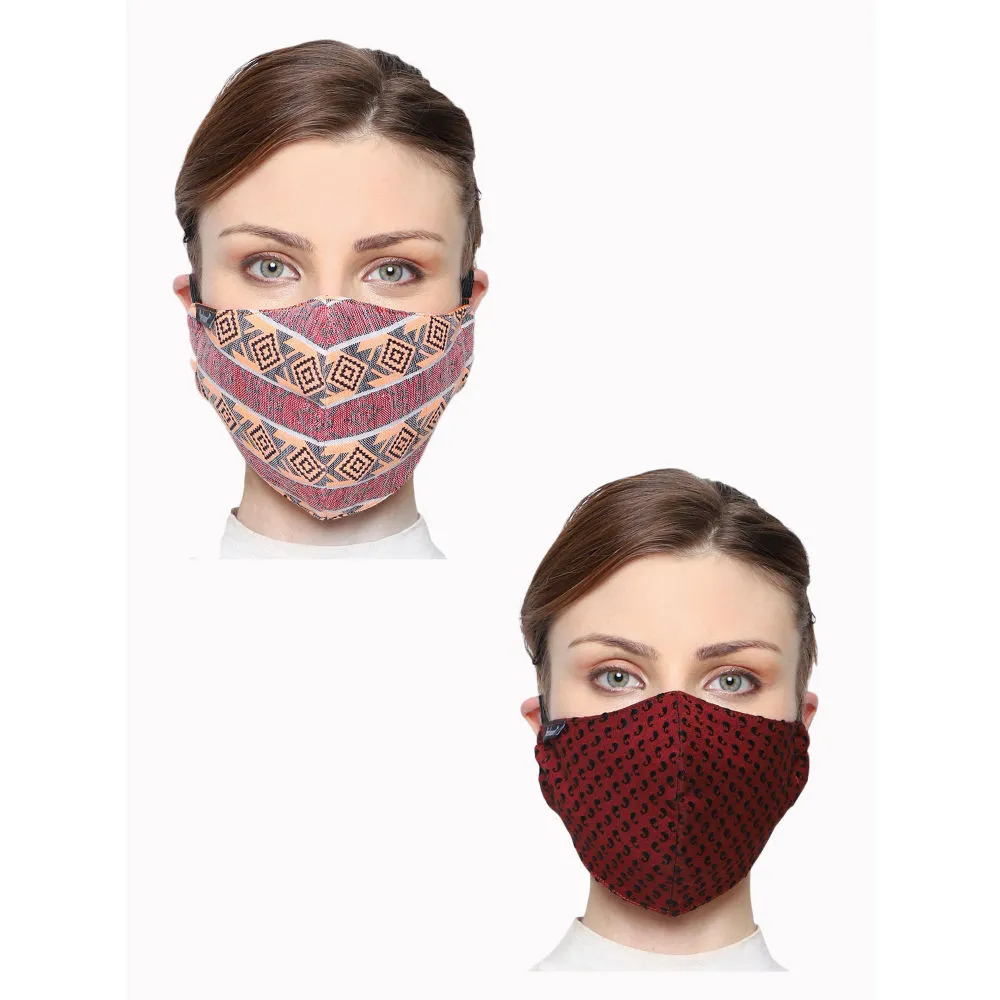 Anekaant Pack Of 2 Multicolor 3-Ply Reusable Poly Silk Fabric Fashion Mask