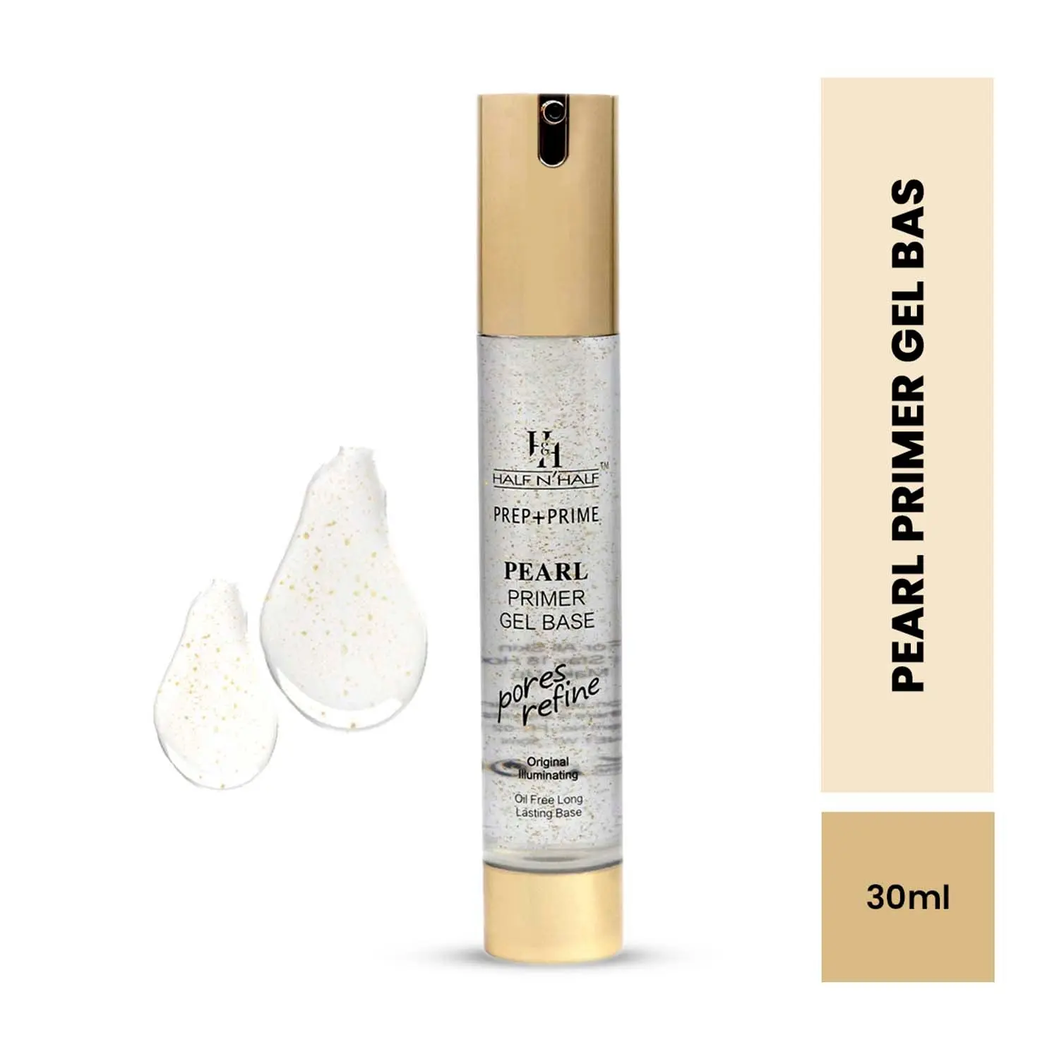 Half N Half Prep + Prime Pearl Primer Gel Base, poress Refine, 18h Oil Free Long-lasting Base, Transparent (30ml)