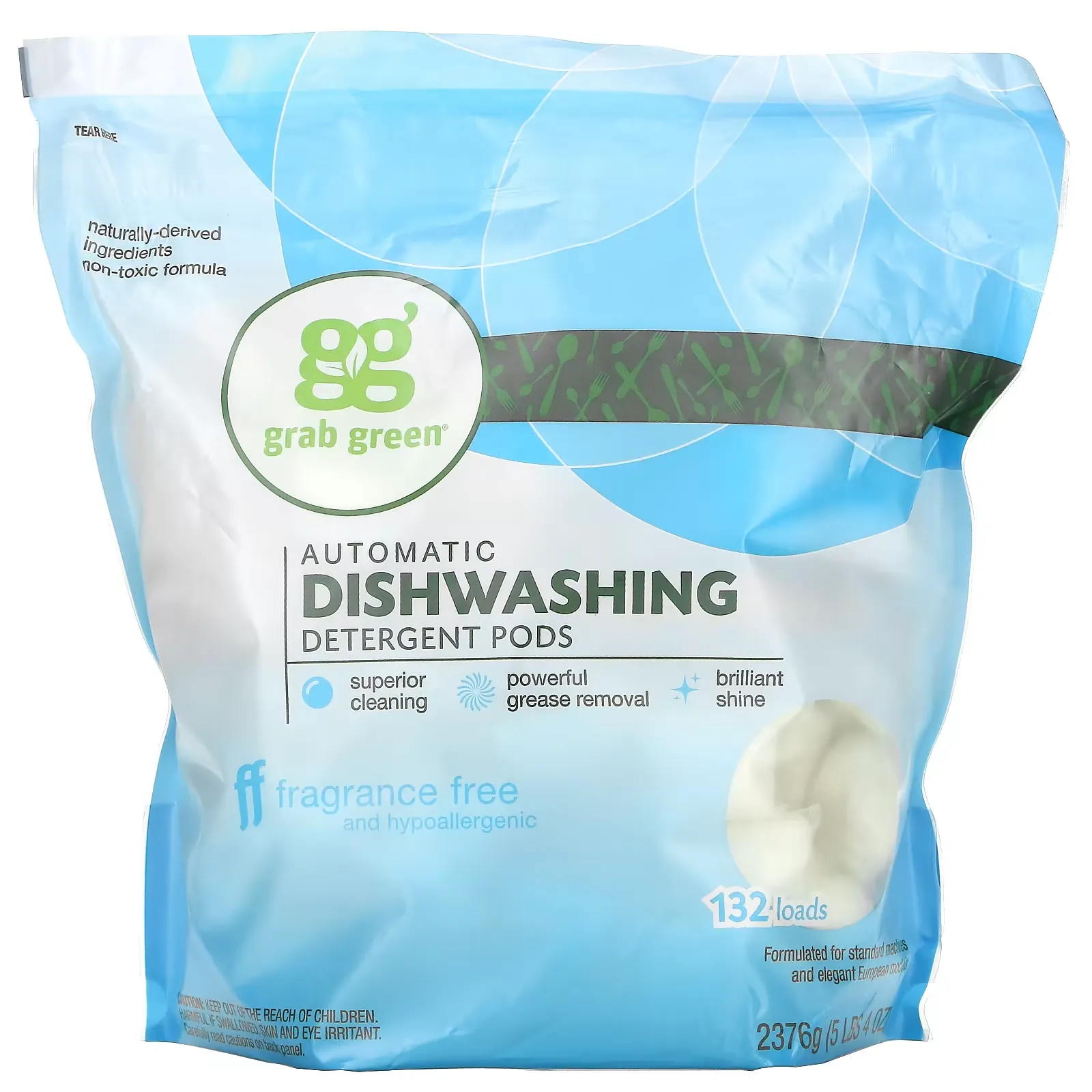 Automatic Dishwashing Detergent Pods, Fragrance Free, 5 lbs 4 oz (2376 g)