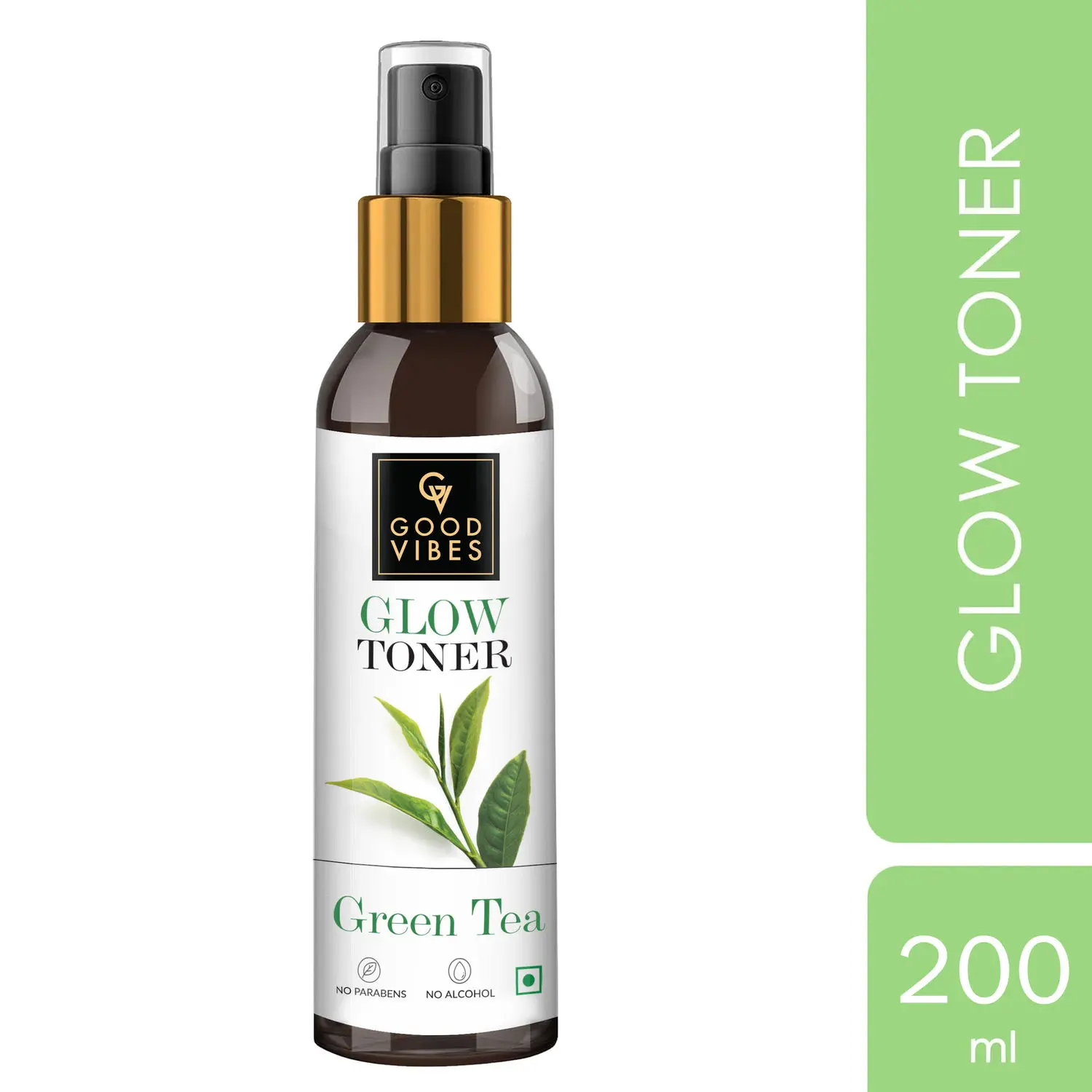 Good Vibes Green Tea Glow Toner | Hydrating, Soothing, Refreshing | With Apple | No Alcohol, No Sulphates, No Parabens, No Animal Testing (200 ml)