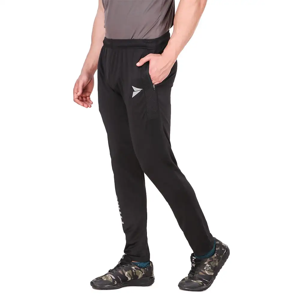 Fitinc Lycra Stretchable Trackpant for Men with Two Side Zipper Pockets,  Black  XXL