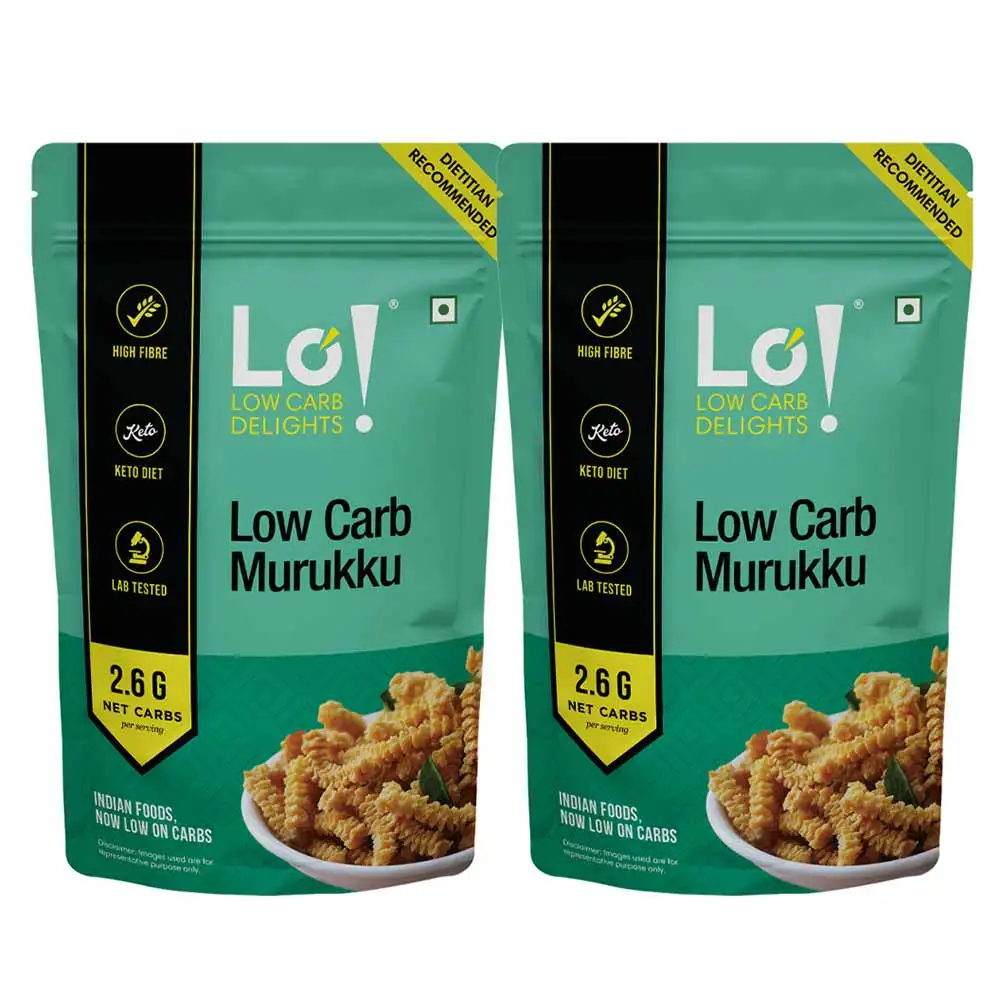 Lo! Foods Low Carb Murukku,  Low Carb High Protein Snacks | Healthy Snacks (Pack of 2)  200 g