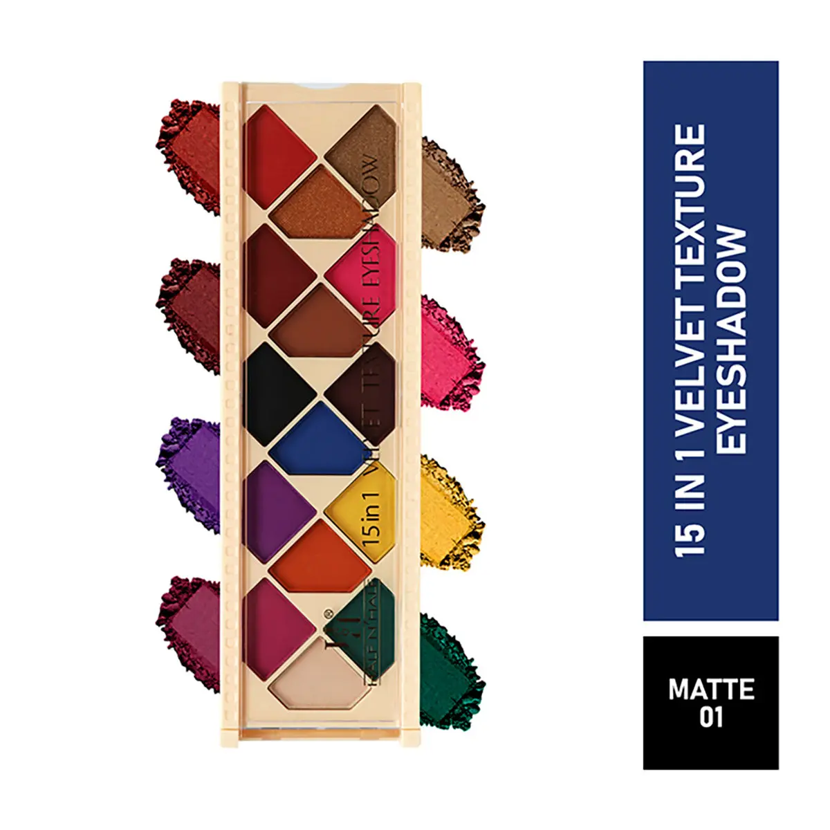 Half N Half 15 in 1 Velvet Texture Eyeshadow Matte Palette, Flawless Shades, Easy to Blend, Waterproof Durable Highly Pigmented Eye Makeup Set Gift for Women, Multicolour - 01 (12gm)