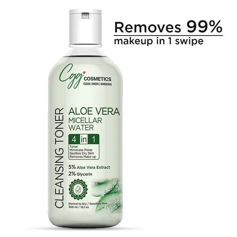 CGG Cosmetics Aloe Vera Micellar Water - Soothes Dry Skin - Vegan