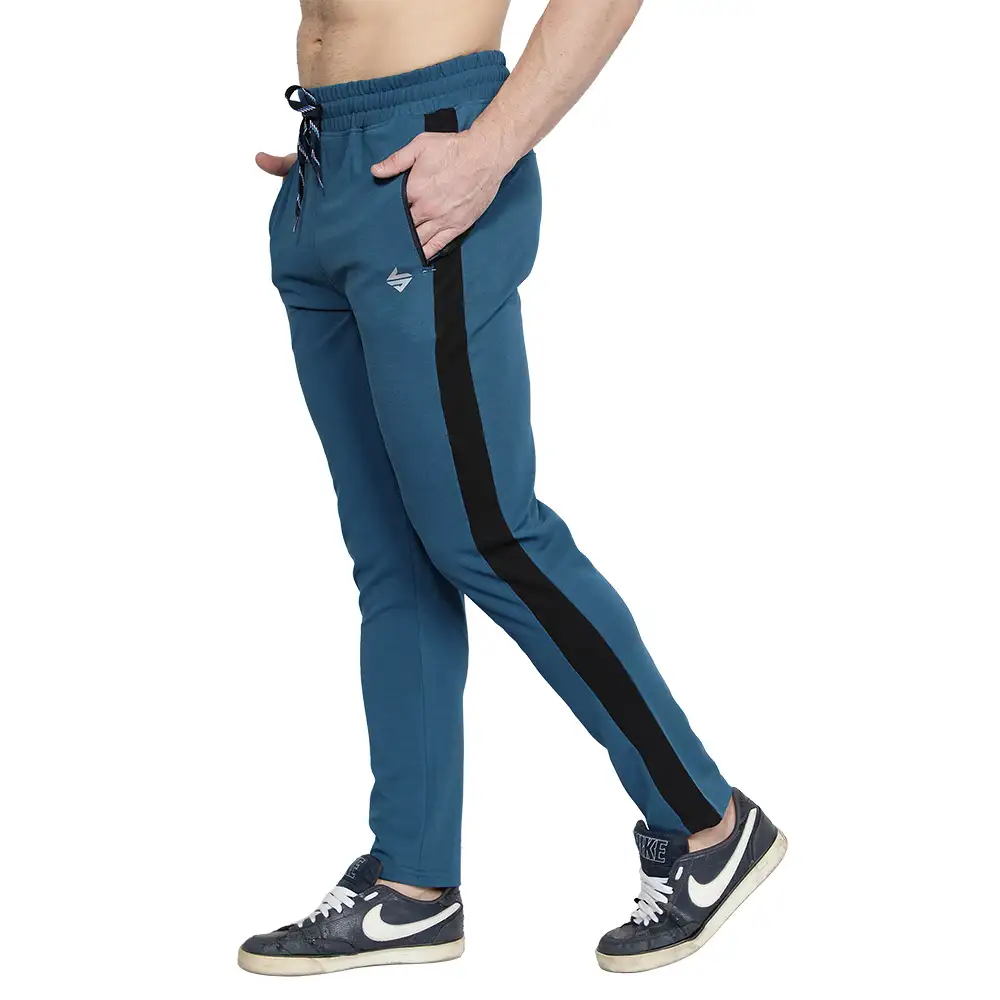 John Ally Men's Gym & Sports Trackpant with Two Zipper Pockets,  Berlin Blue  XXL