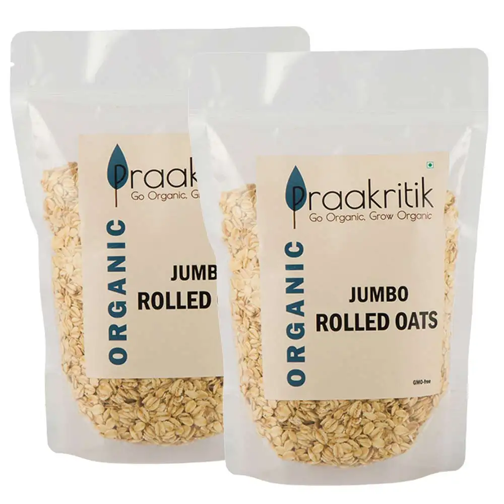 Praakritik Organic Jumbo Rolled Oats (Pack of 2),  500 g  Unflavoured