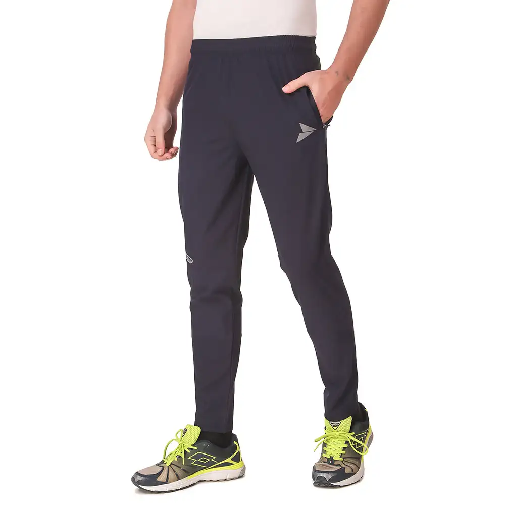 Fitinc NS Lycra Trackpant with Both Side Zip Pockets,  Navy Blue  Medium