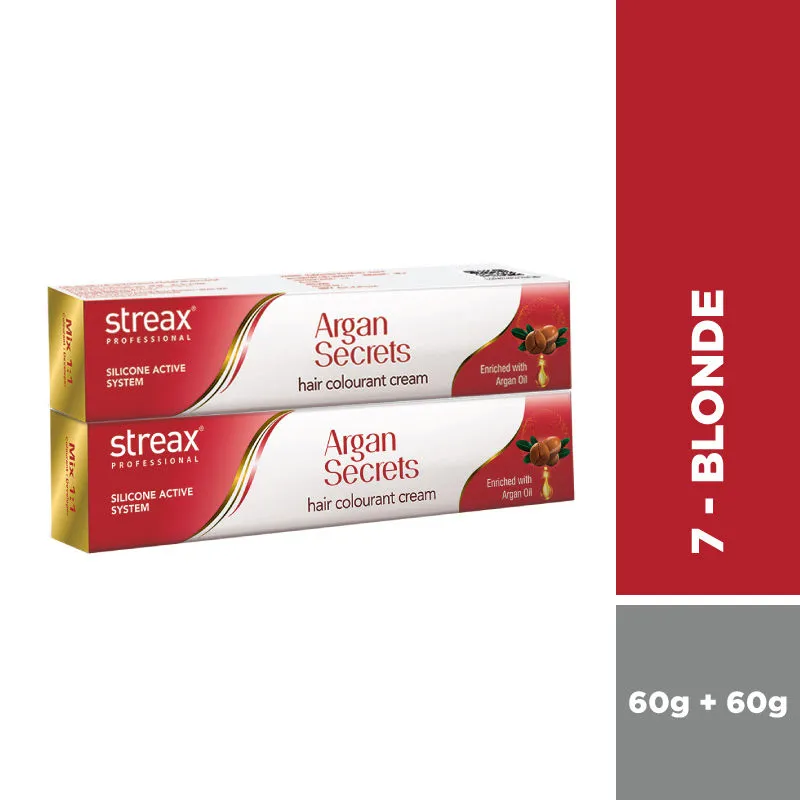 Streax Professional Argan Secret Hair Colourant Cream - Blonde 7 (Pack Of 2)