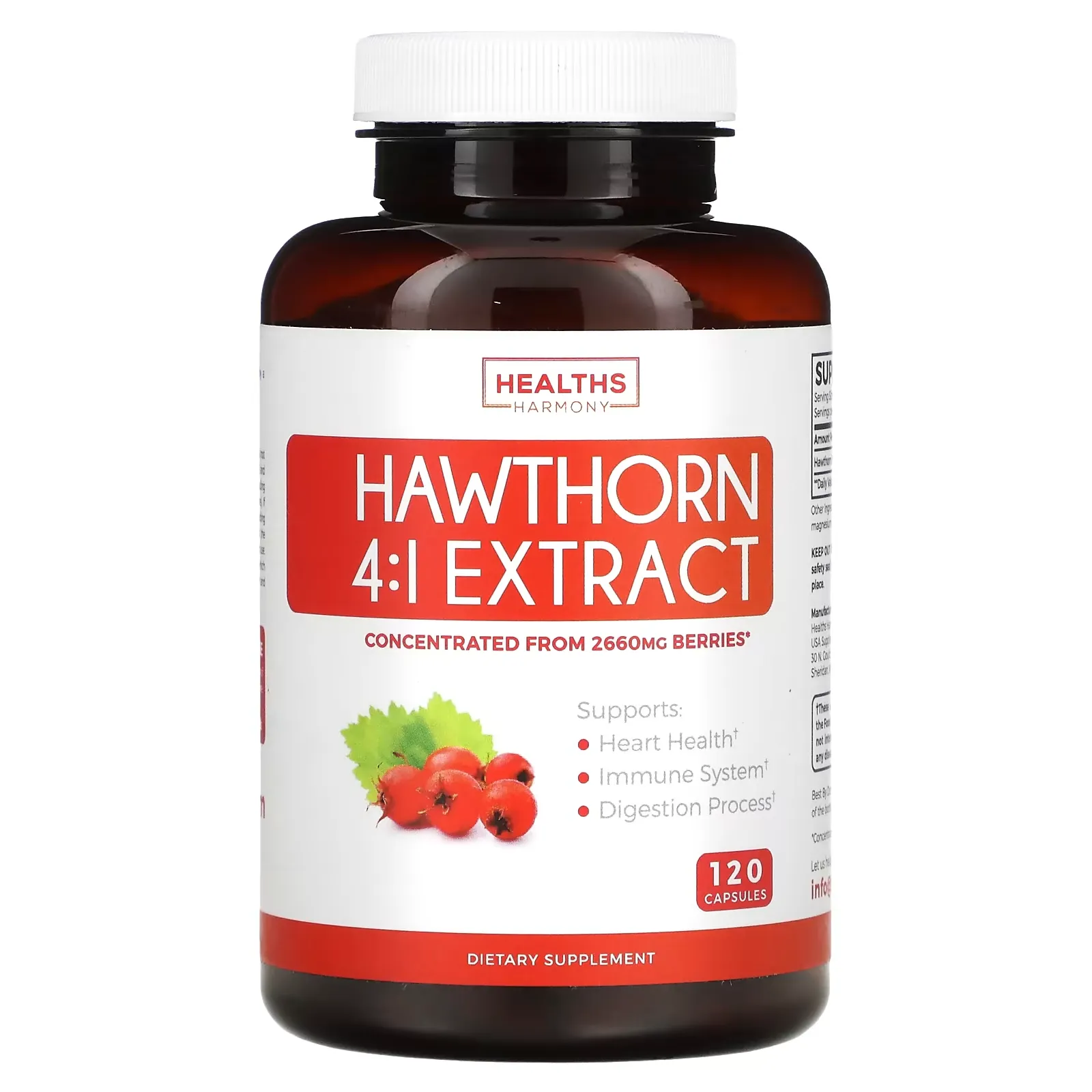 Hawthorn 4:1 Extract, 120 Capsules