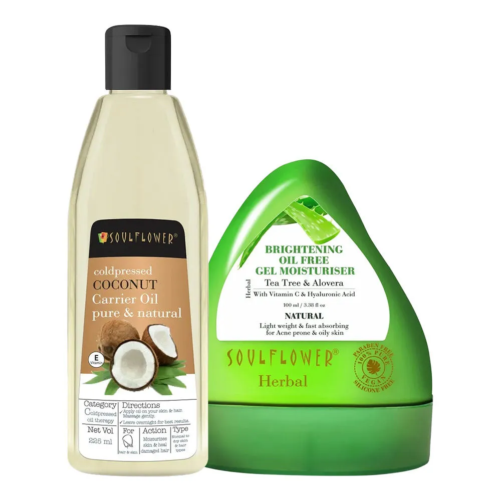 Soulflower Natural Hair Conditioner & Styling Combo Kit (Coconut Oil & Aloe Vera Gel )