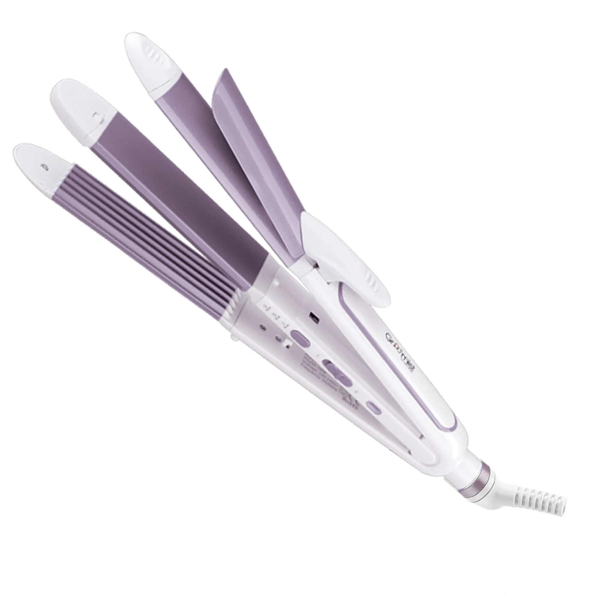 Groomiist 56 Watts Gold Series 3 In 1 Multi-functional Hair Straightener Gss-555 (white & Mauve)