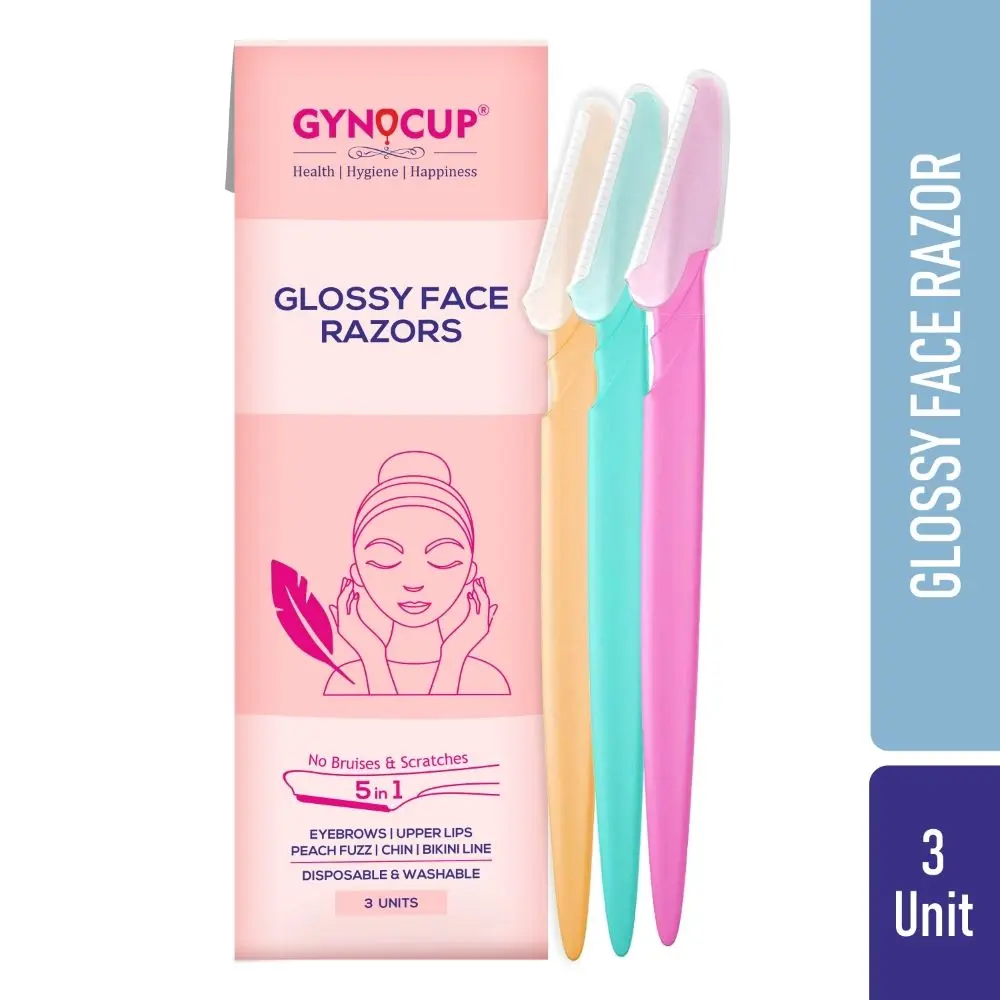 GynoCup Glossy Face Razor for Women | Painless Facial Hair Removal | Easy to Use (Pack of 3)