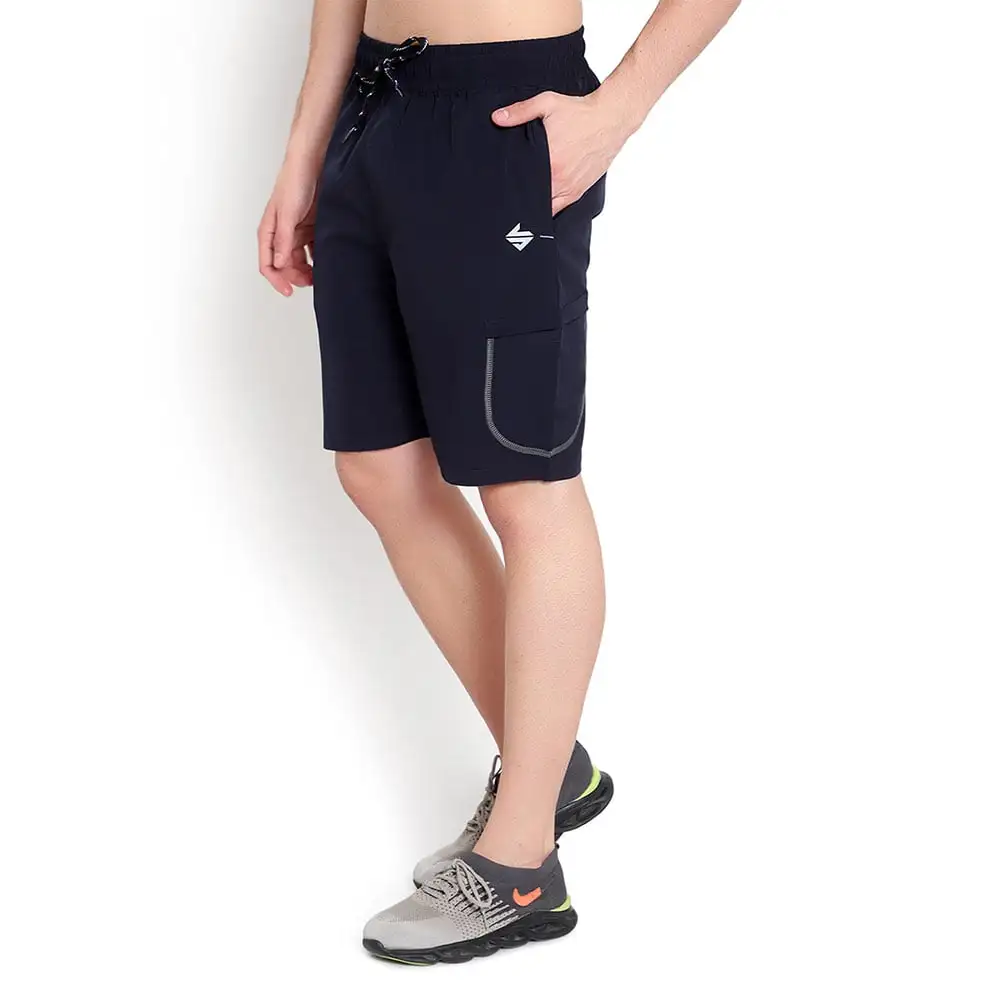 John Ally Dry-Fit Gym Workout Shorts with Zipper Pockets & Flap Pockets,  Medium  Midnight Blue