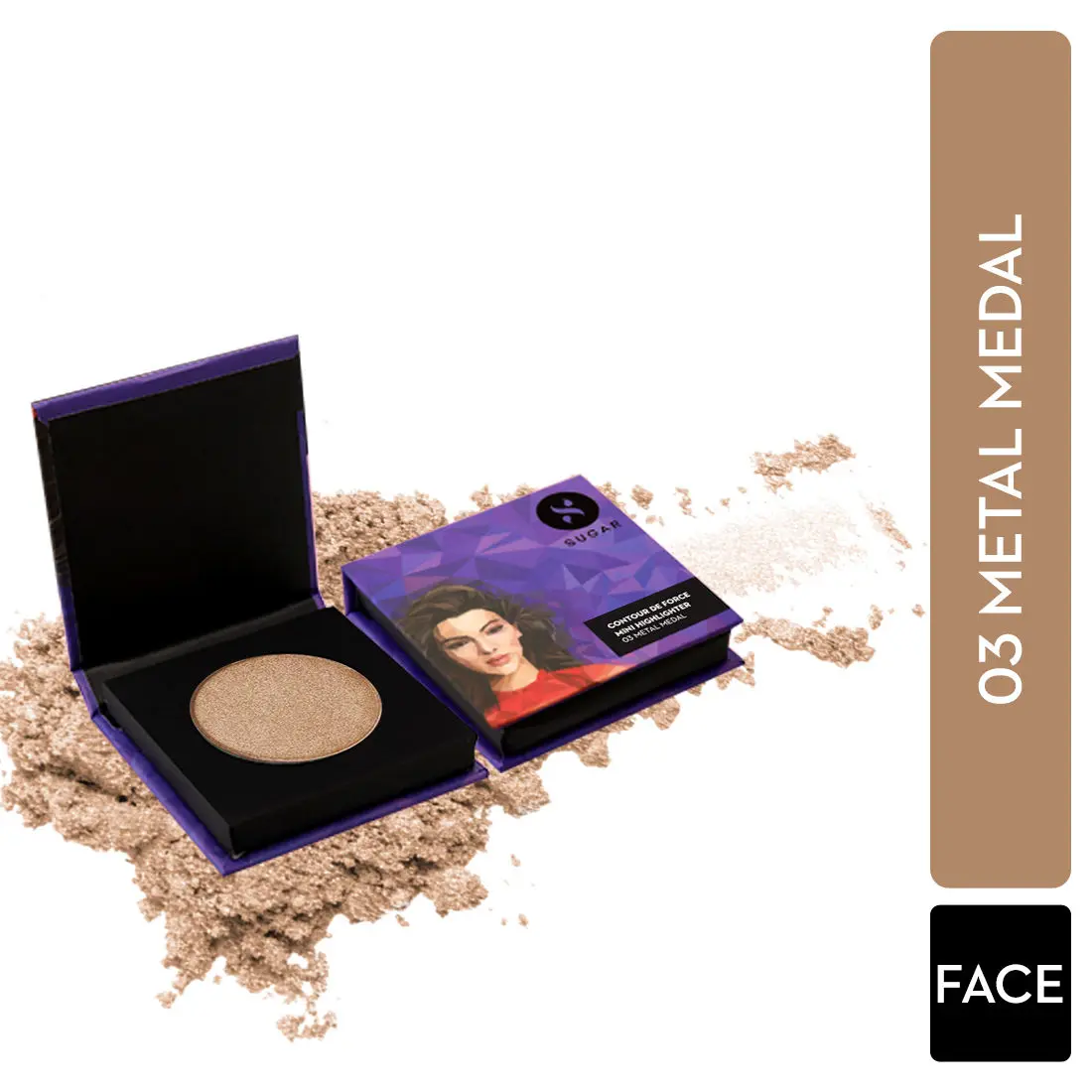 SUGAR Cosmetics Contour De Force Mini Highlighter - 03 Metal Medal