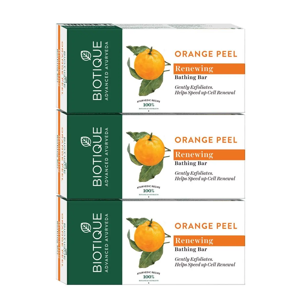 Biotique Orange Peel Renewing Bathing Bar 150g pack of 3