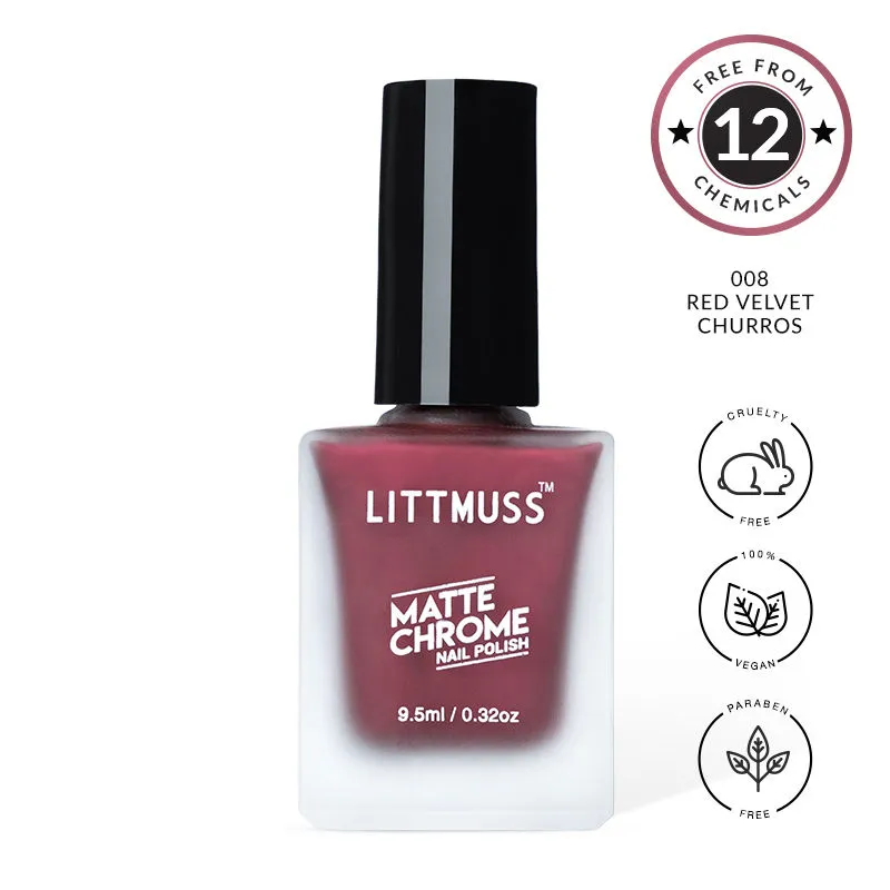 Littmuss Nail Polish Matte Chrome Nail Paint - Red Velvet Churros - 008