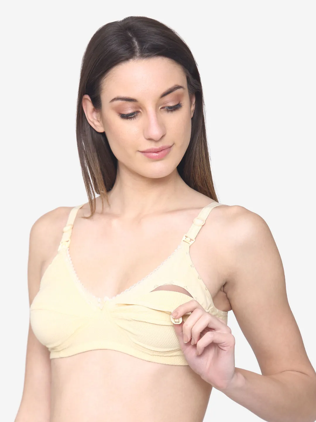 N-Gal Premium Cotton Non Padded Feeding Maternity Bra - Nude