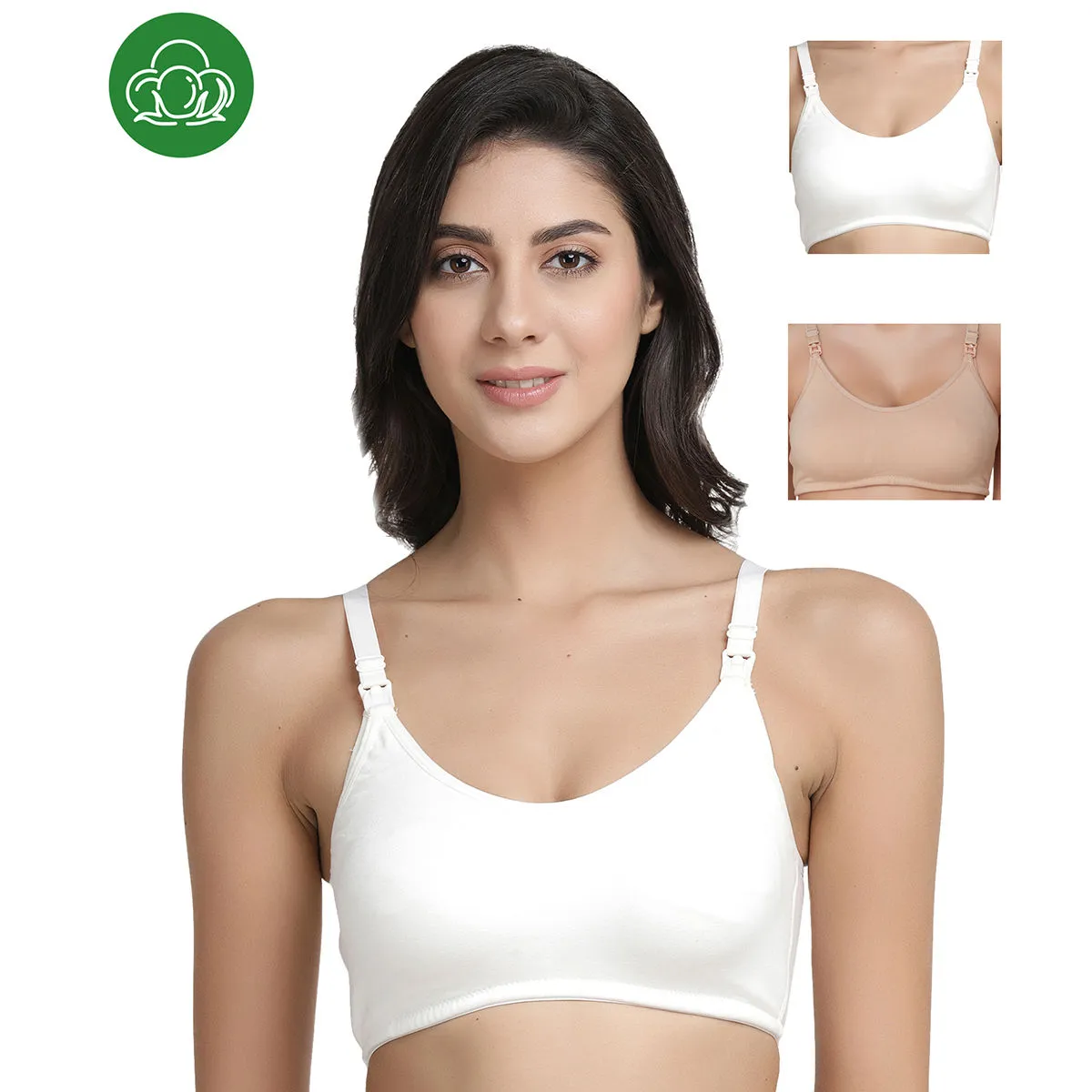 Inner Sense Organic Antimicrobial Soft Nursing Bra Pack of 3 - Multi-Color (40D)