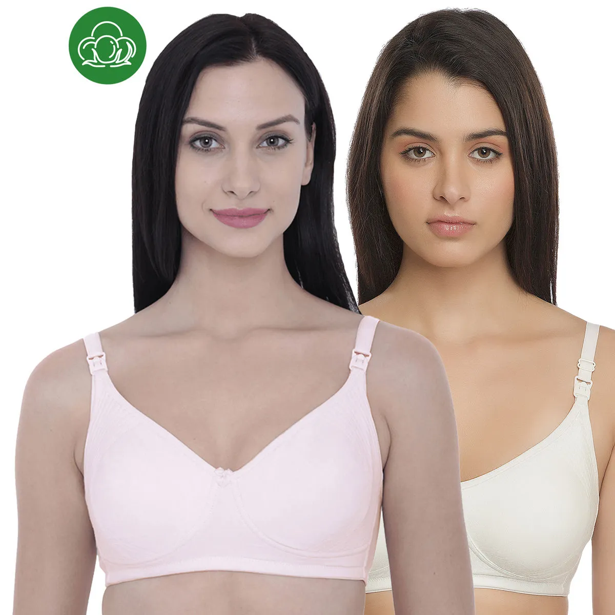 Inner Sense Organic Cotton Antimicrobial Nursing Bra Pack of 2 - Multi-Color (34D)