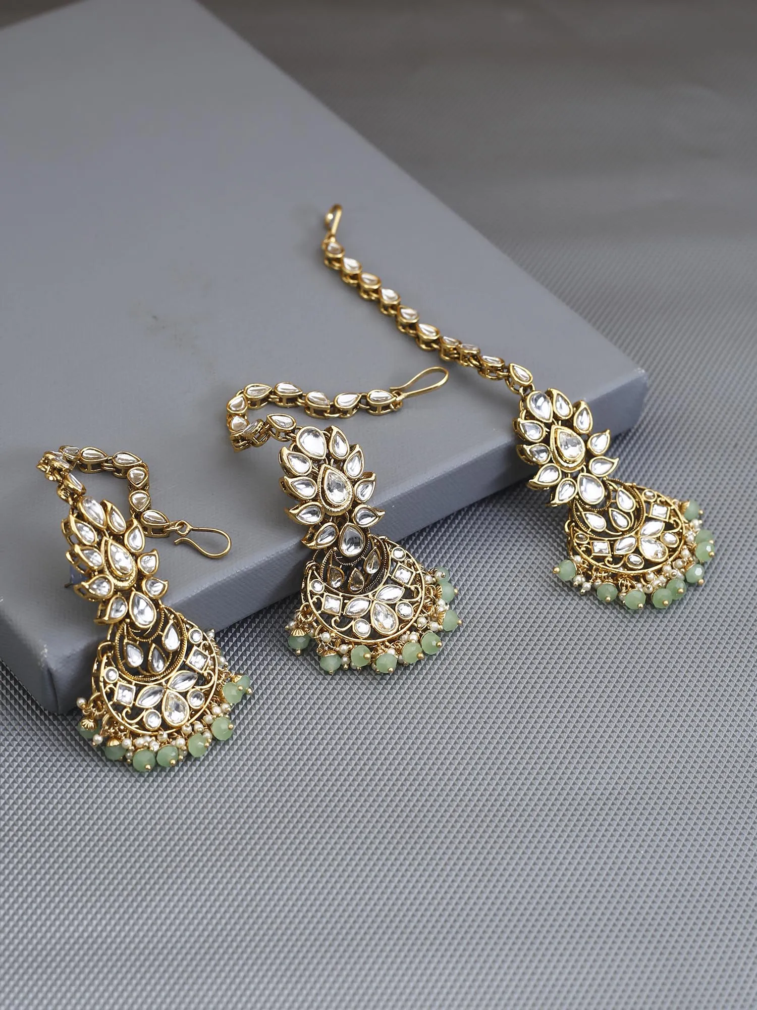 Bling Bag Mint Jaimini Maang Tikka Set